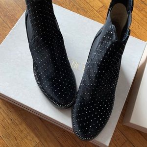 Jimmy Choo black velvet crystal boots size 38 New